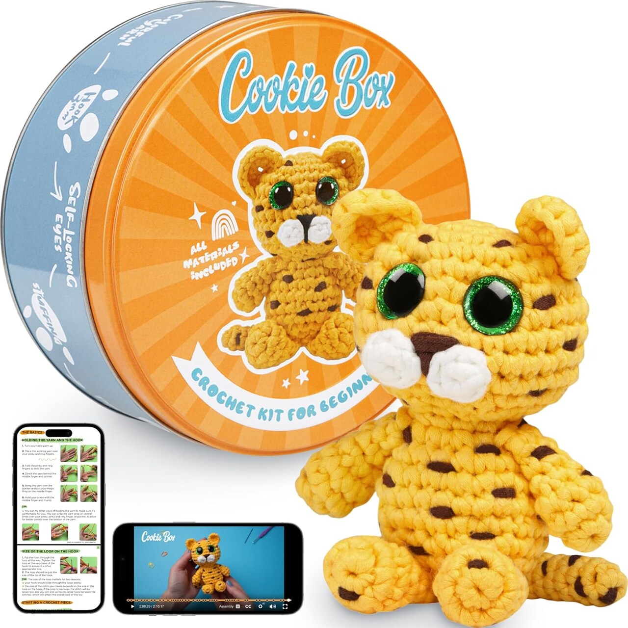 Crochet Kit for Beginners - Learn to Craft Amigurumi Stuffed Animals - Knitting Gift for Kids (13+) and Adults